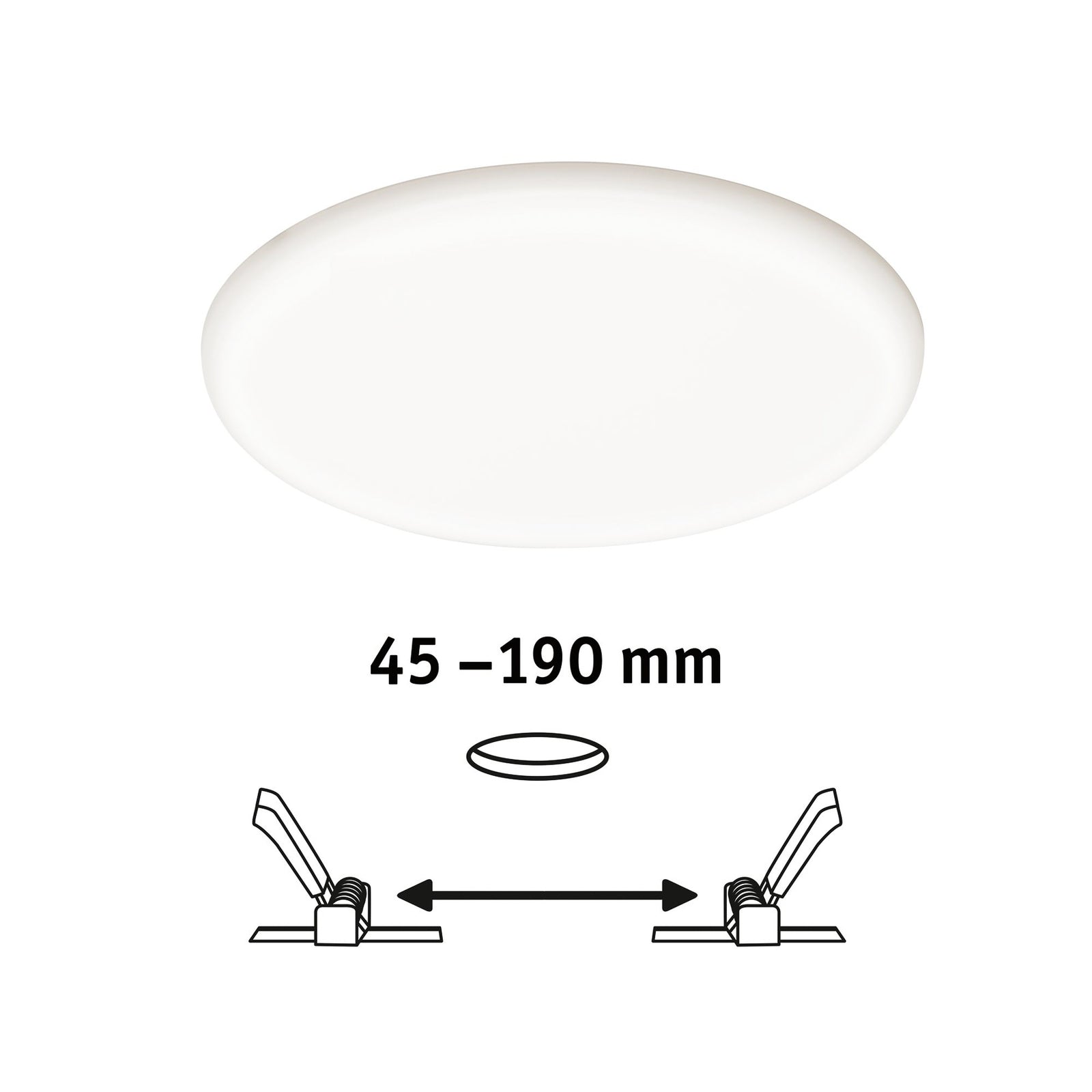 LED innbyggingspanel Veluna 3-stegs dimbar hvit Ø21,5 cm IP44 installasjon