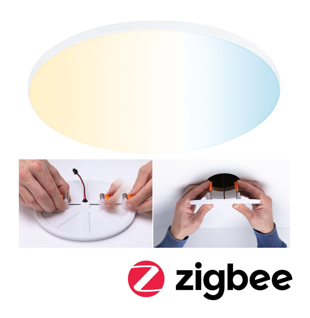 LED innbyggingspanel Veluna Edge CCT Zigbee IP44 Ø20 cm forfra