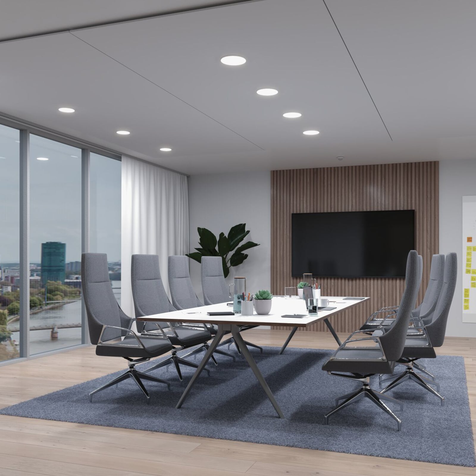 Nærbilde av LED innbyggingspanel Veluna Edge CCT Zigbee IP44 Ø20 cm