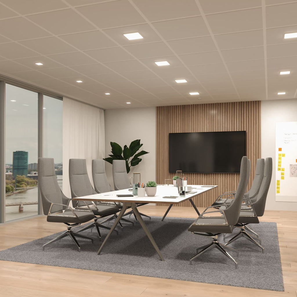 LED innbyggingspanel Veluna Edge kvadratisk dimbar 9x9 cm IP44 justerbare klemmeklemmer