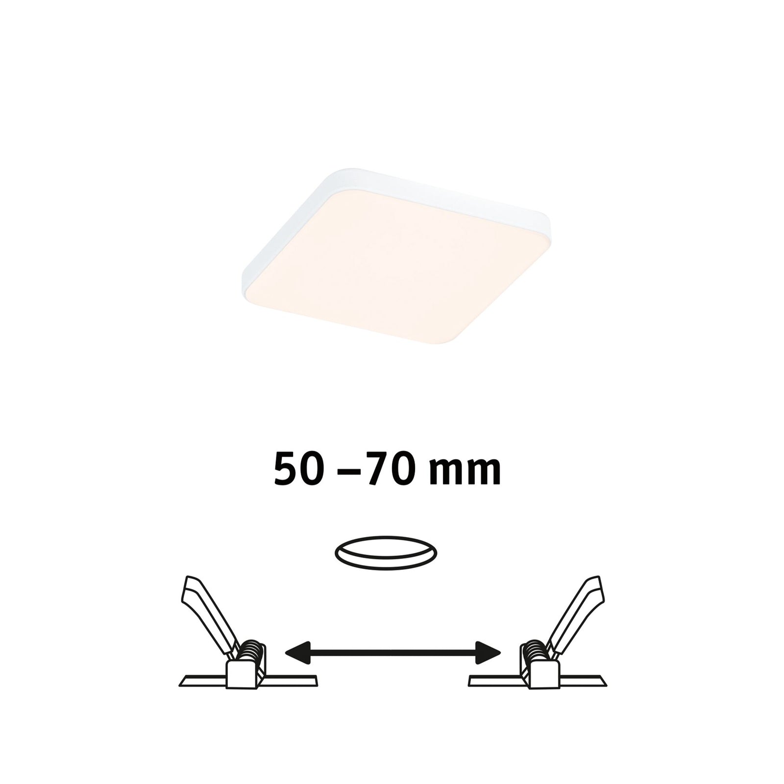 LED innbyggingspanel Veluna Edge kvadratisk dimbar 9x9 cm IP44 sideprofil