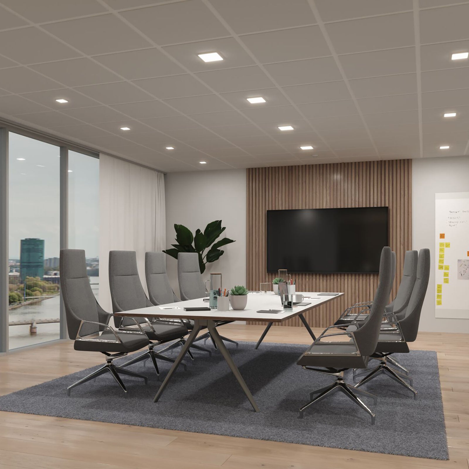 LED innbyggingspanel Veluna Edge kvadratisk hvit sideprofil