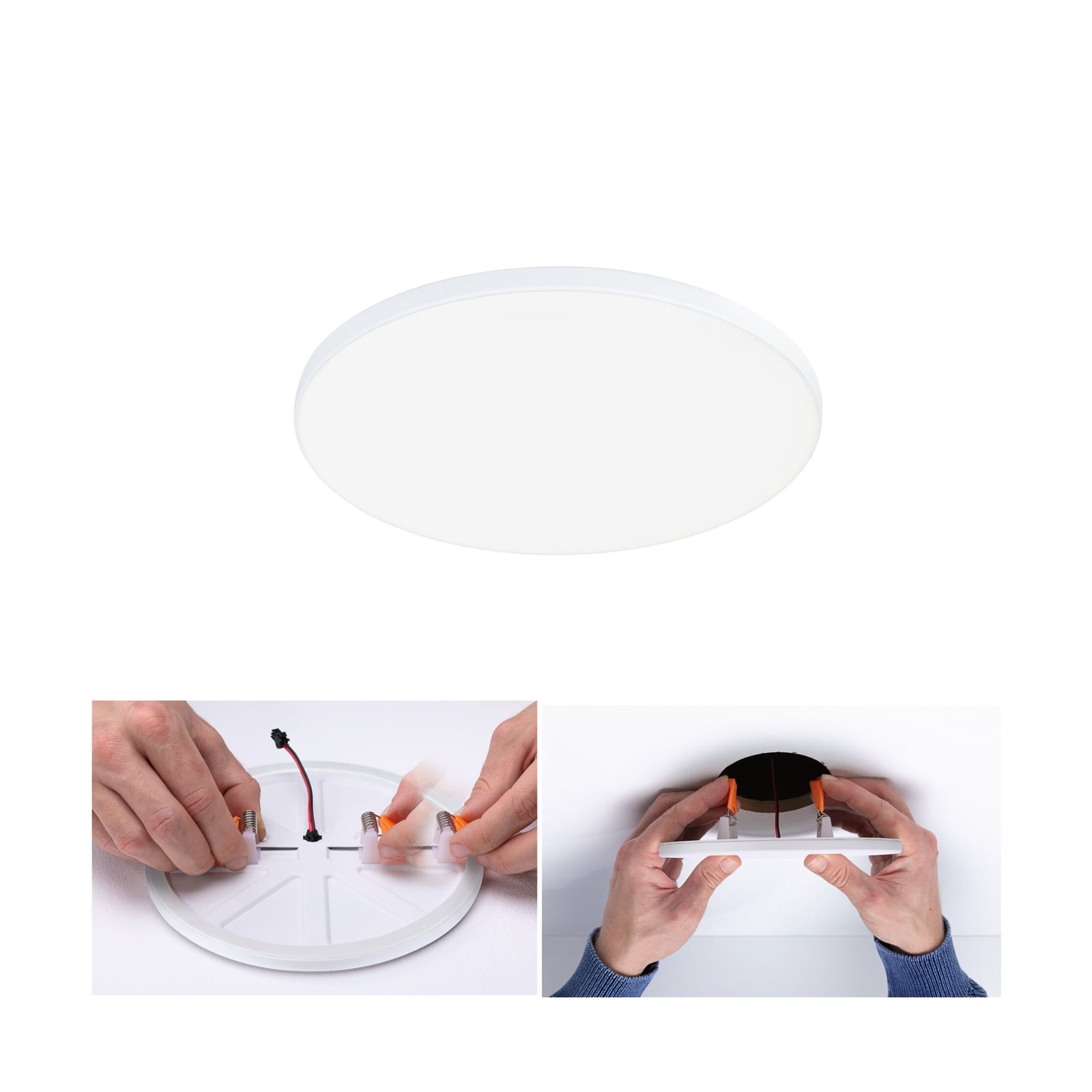 LED innbyggingspanel Veluna Edge rund dimbar IP44 Ø16 cm forfra