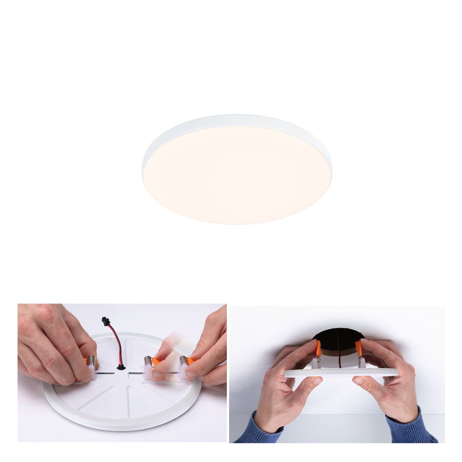 LED innbyggingspanel Veluna Edge rund hvit IP44 Ø12 cm bakside