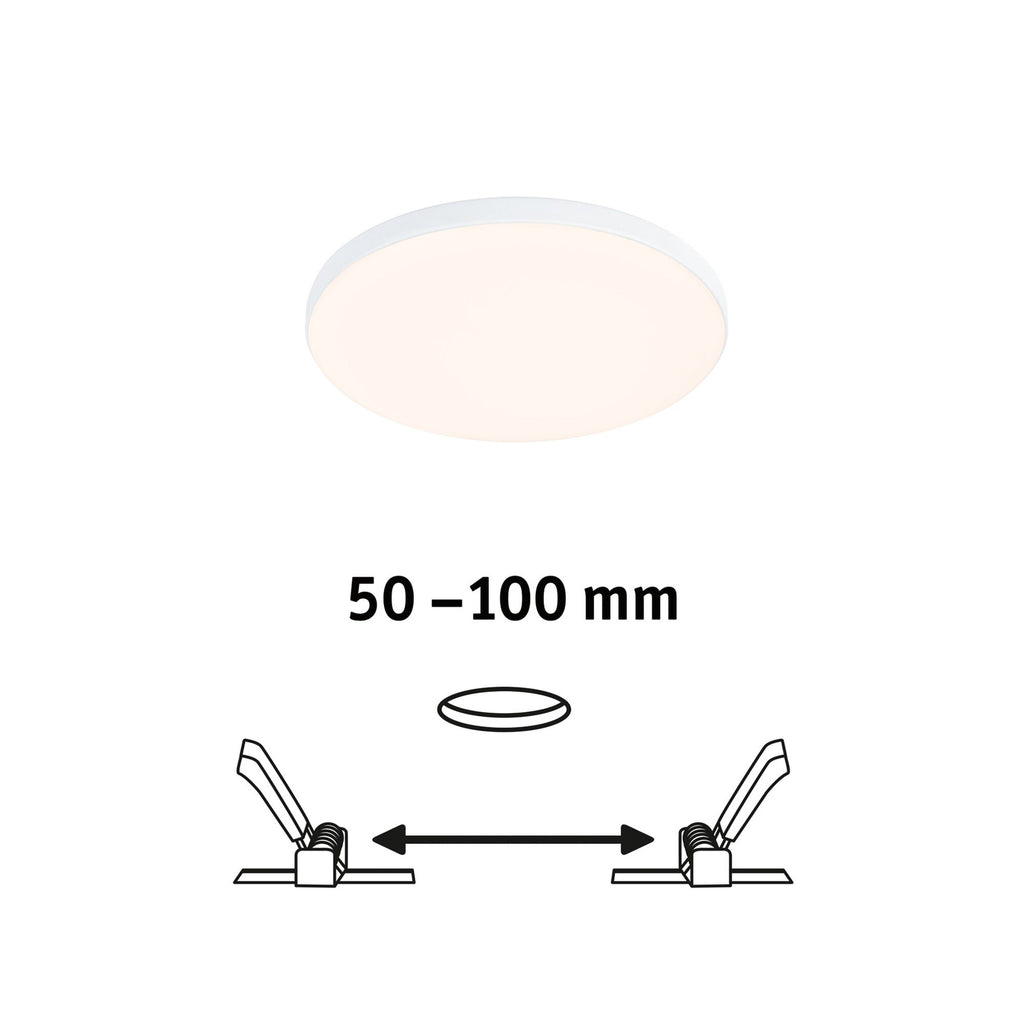 LED innbyggingspanel Veluna Edge rund hvit IP44 Ø12 cm installasjon