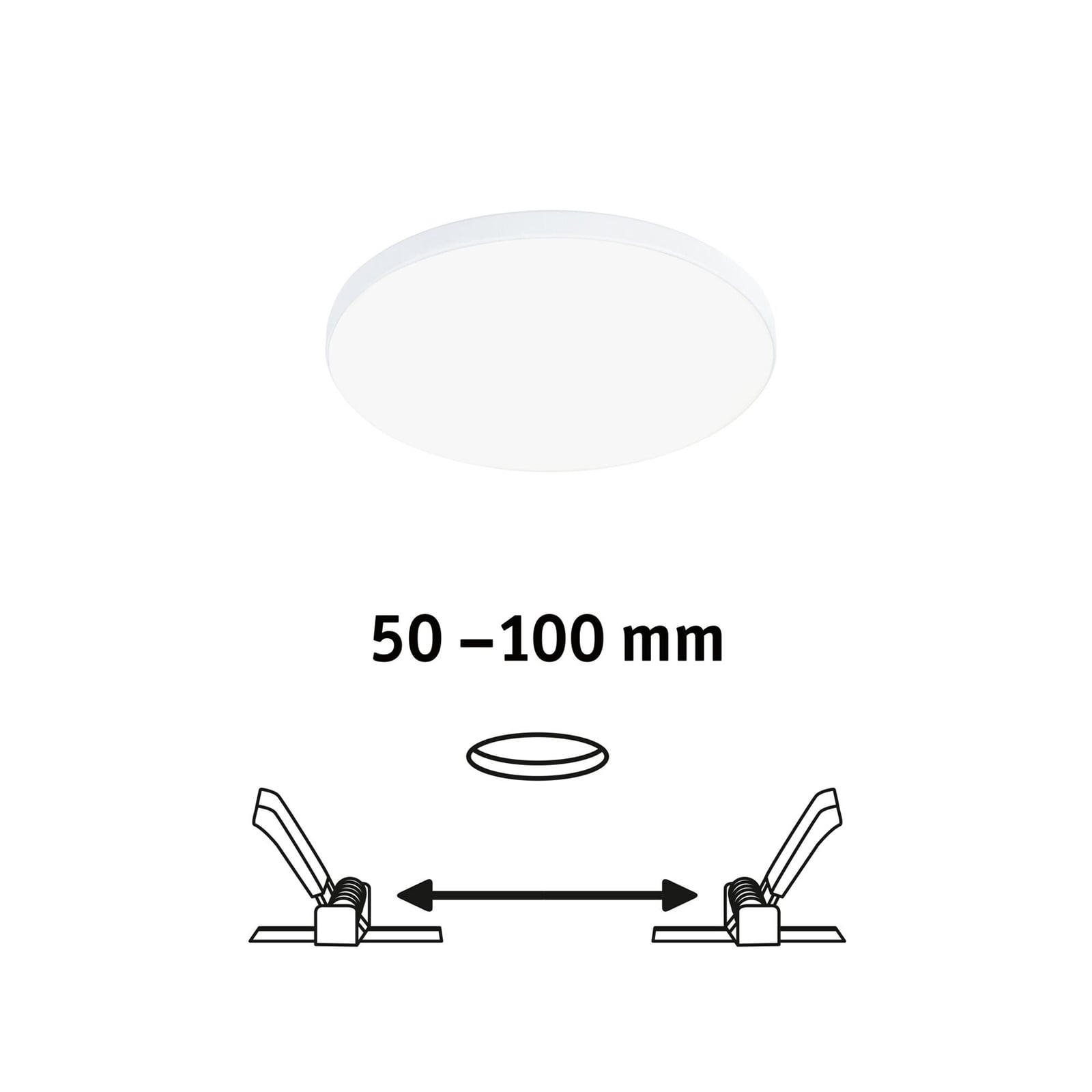 LED innbyggingspanel Veluna Edge rund hvit Ø12 cm IP44 bakside