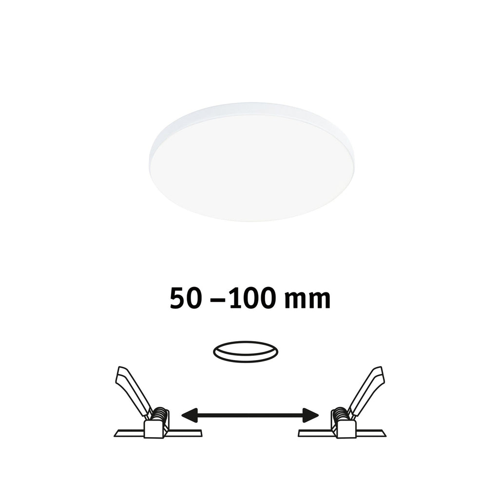 LED innbyggingspanel Veluna Edge rund hvit Ø12 cm IP44 installasjon
