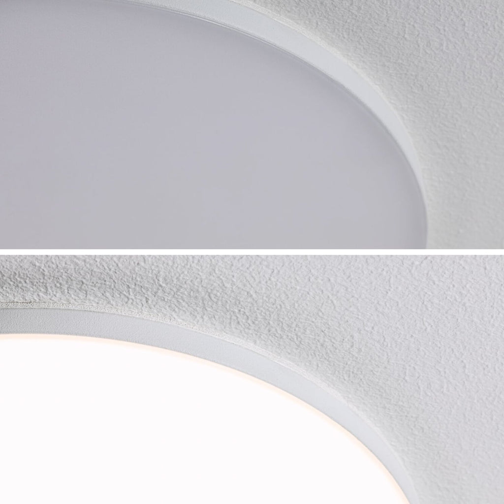 Nærbilde av LED innbyggingspanel Veluna Edge rund ZigBee CCT
