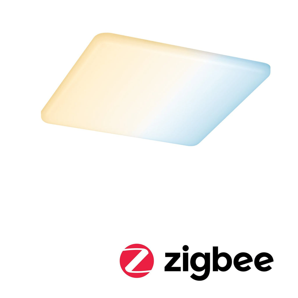 LED innbyggingspanel Veluna firkantet CCT dimbar IP44 18,5 cm forfra