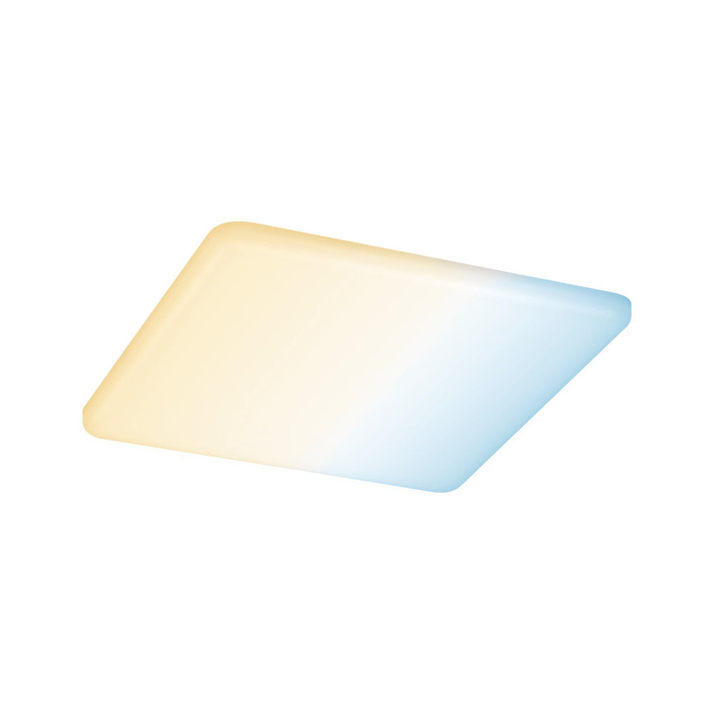 Detalj av LED innbyggingspanel Veluna firkantet CCT dimbar IP44 18,5 cm