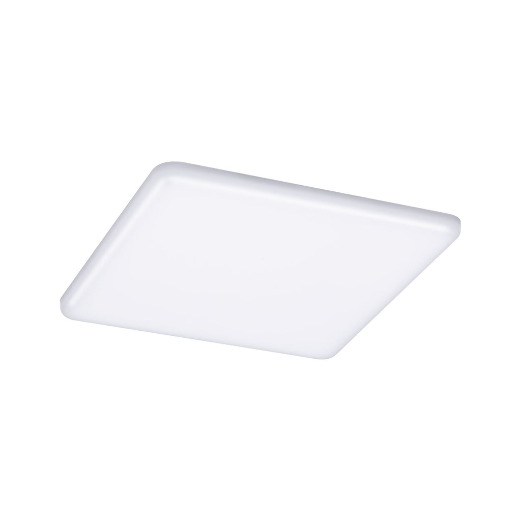 Nærbilde av LED innbyggingspanel Veluna firkantet CCT dimbar IP44 18,5 cm
