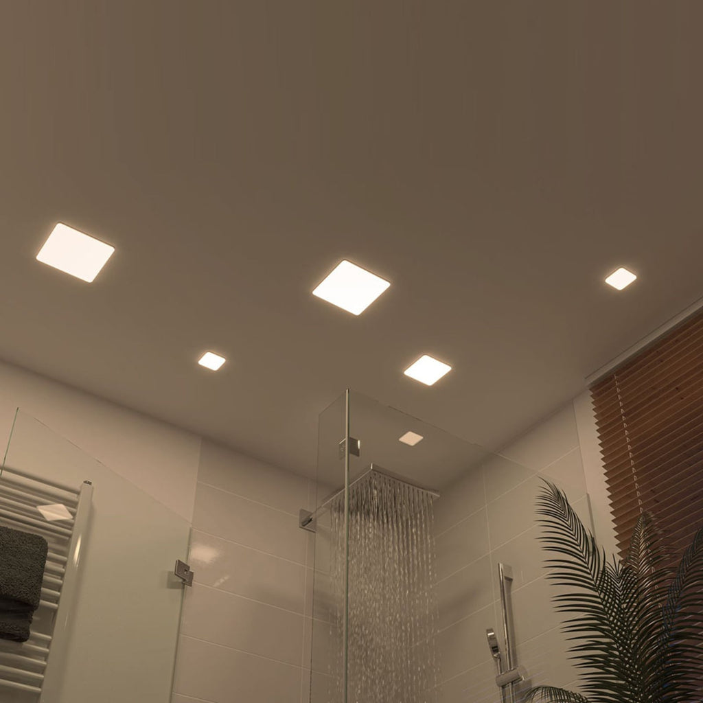 LED innbyggingspanel Veluna kvadratisk 12,5x12,5 cm 4000K IP44 detalj