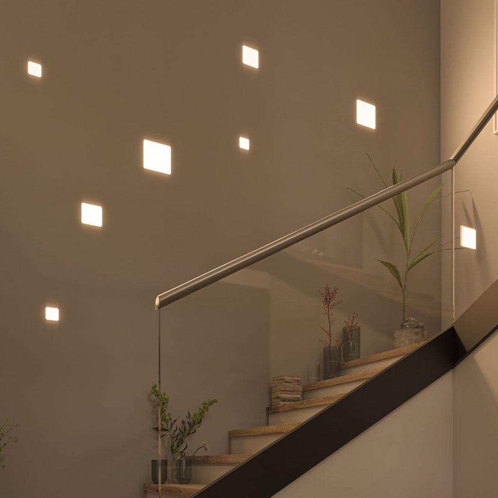 LED innbyggingspanel Veluna kvadratisk 12,5x12,5 cm 4000K IP44 montert i tak