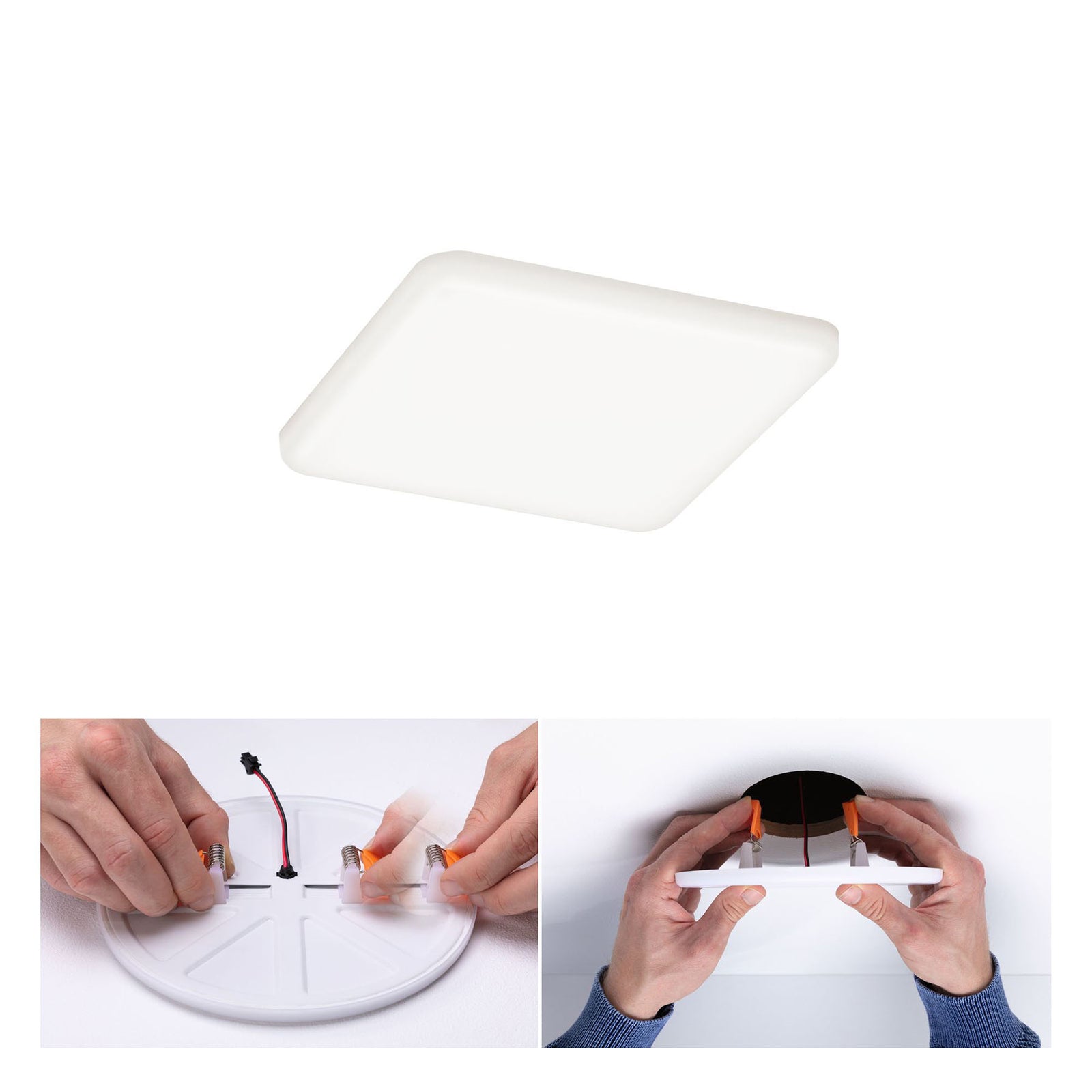 LED innbyggingspanel Veluna kvadratisk 12,5x12,5 cm 4000K IP44 nærbilde