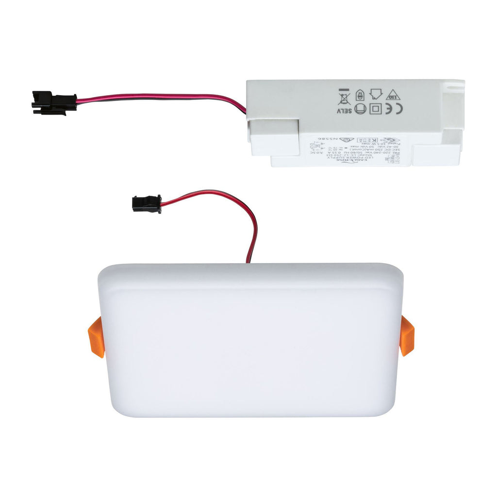LED innbyggingspanel Veluna kvadratisk 12,5x12,5 cm 4000K IP44 sideprofil