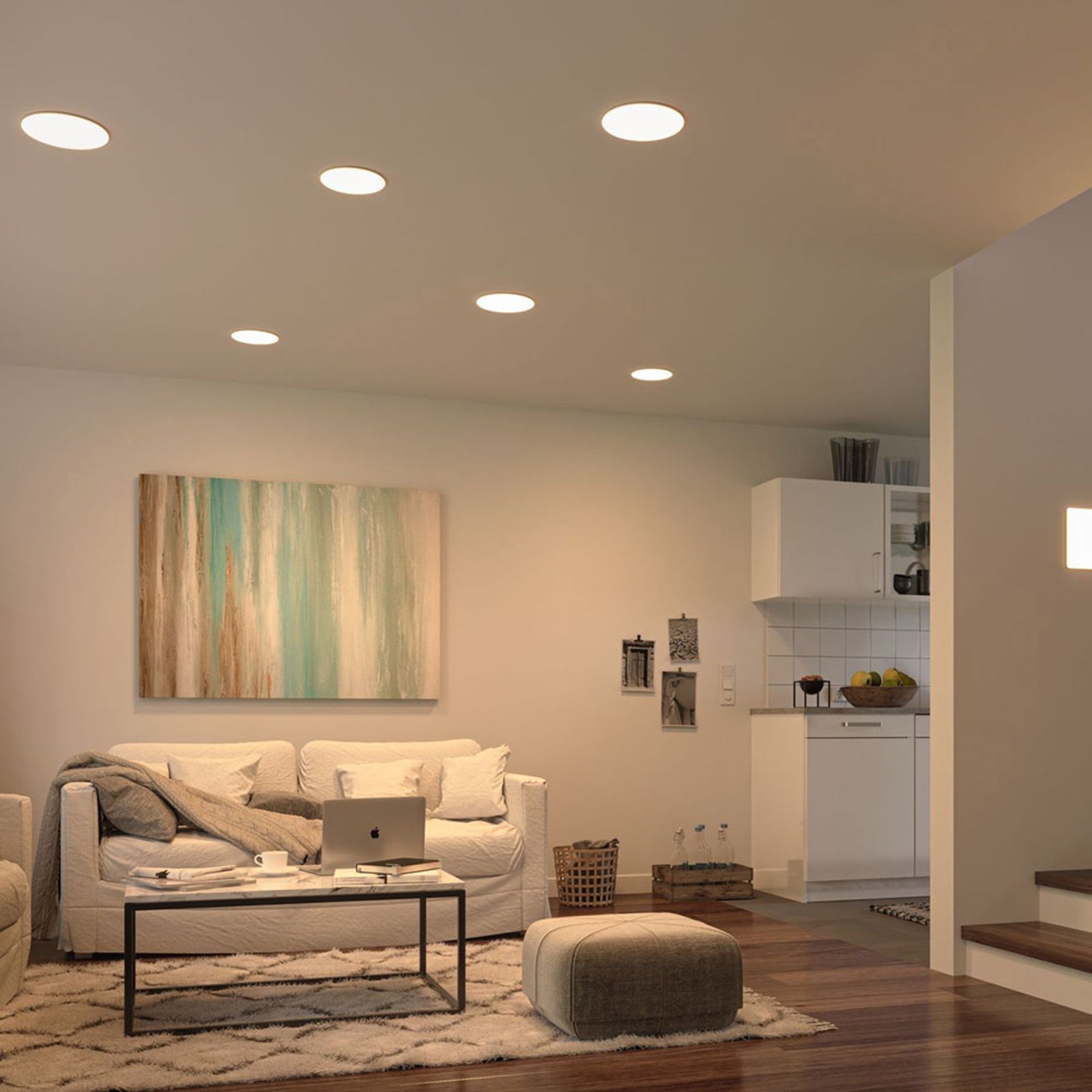 LED innbyggingspanel Veluna detalj av opal diffusor