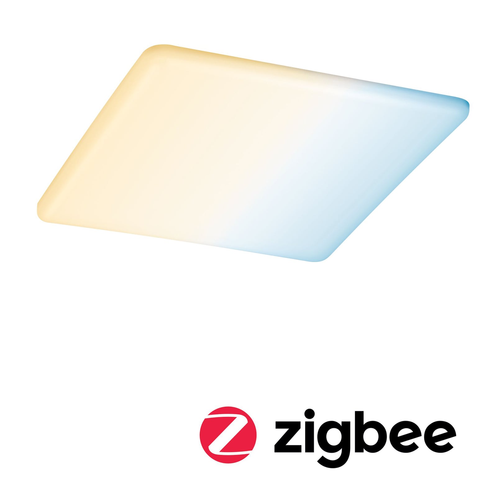 Nærbilde av LED innbyggingspanel Veluna kvadratisk CCT ZigBee 21,5 cm IP44 dimbar