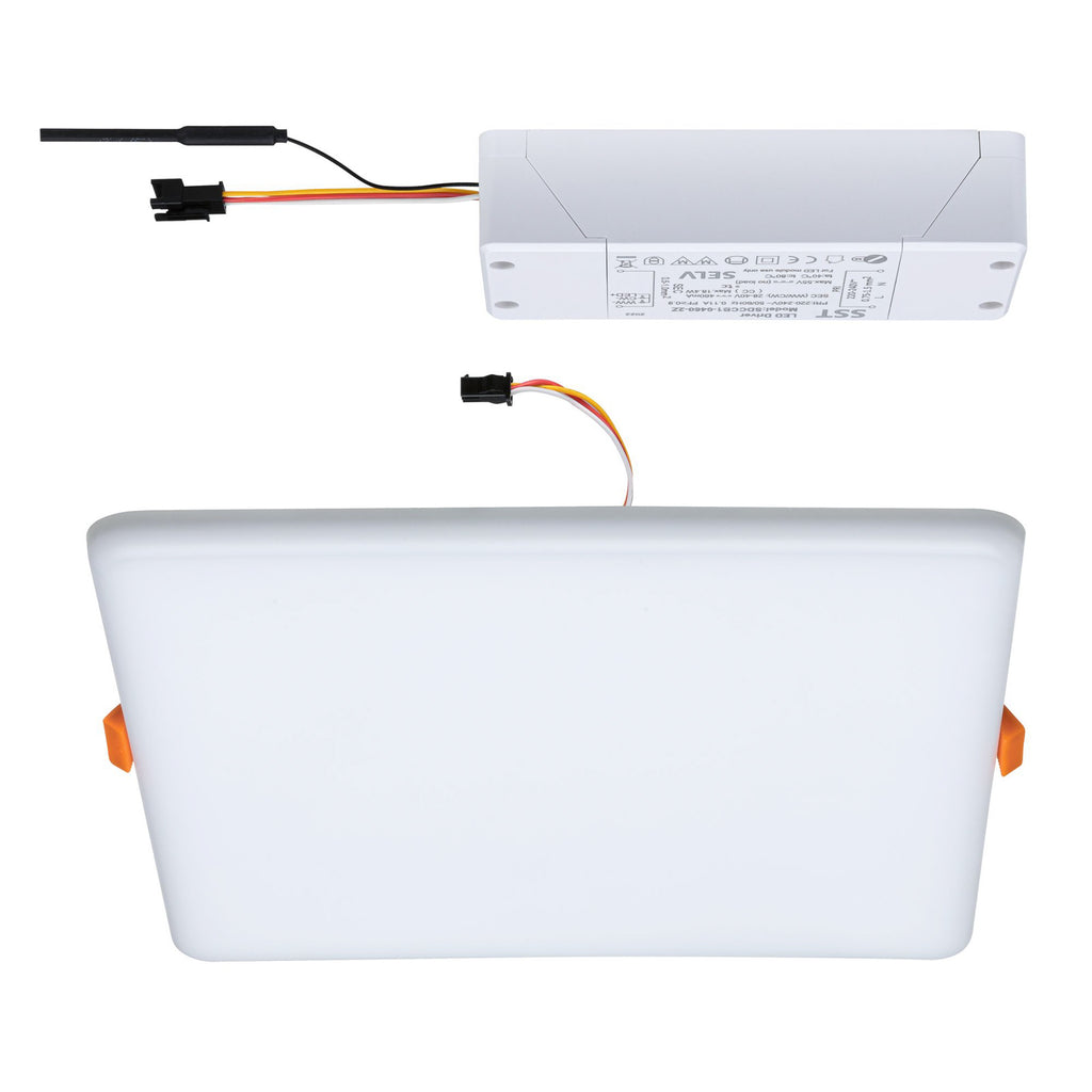 Installering av LED innbyggingspanel Veluna kvadratisk CCT ZigBee 21,5 cm IP44 dimbar