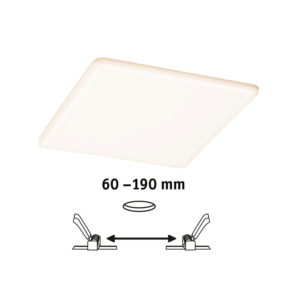 Pakking av LED innbyggingspanel Veluna kvadratisk CCT ZigBee 21,5 cm IP44 dimbar