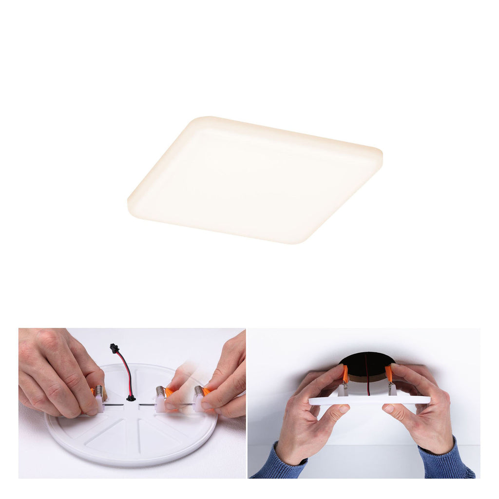 LED innbyggingspanel Veluna kvadratisk hvit 12,5 cm IP44 lyspanel