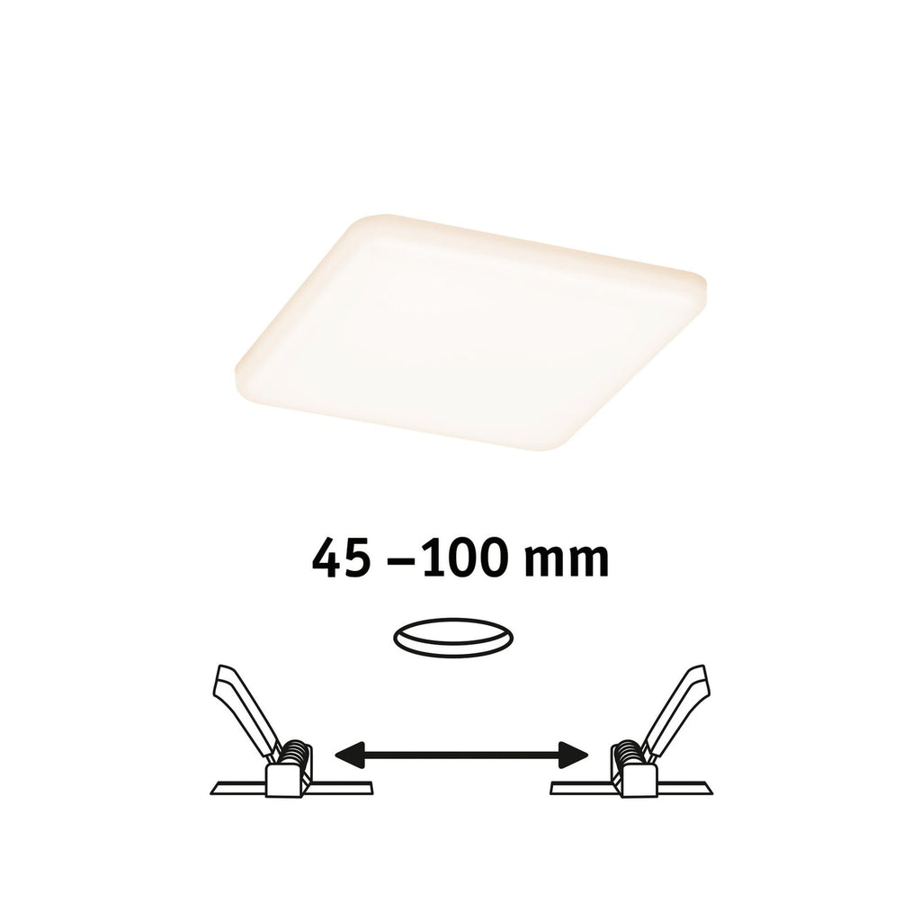 LED innbyggingspanel Veluna kvadratisk hvit 12,5 cm IP44 installasjonsdetalj