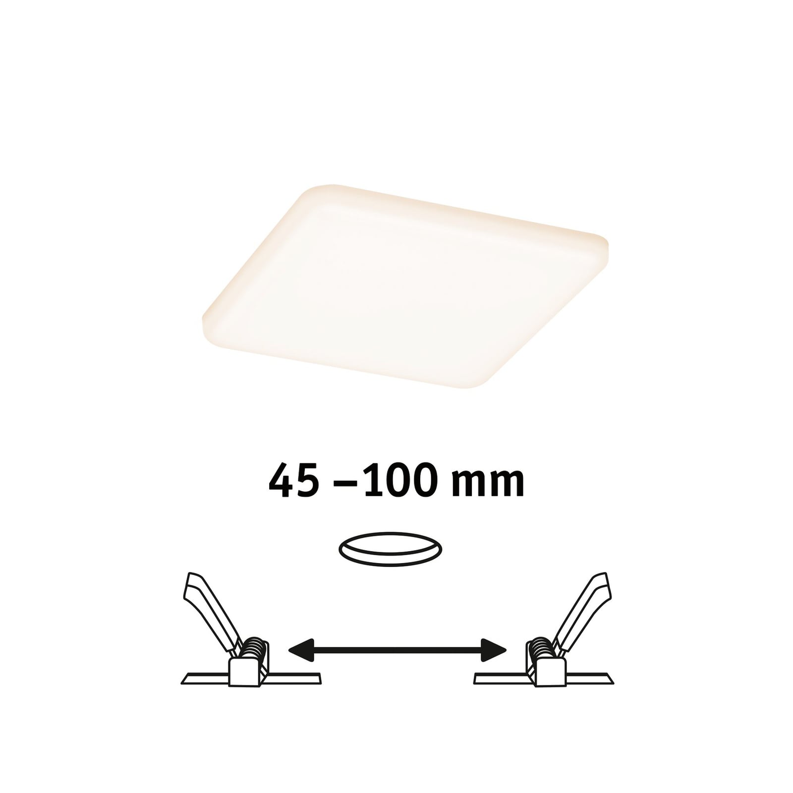 LED innbyggingspanel Veluna kvadratisk hvit 12,5 cm IP44 installasjonsdetalj