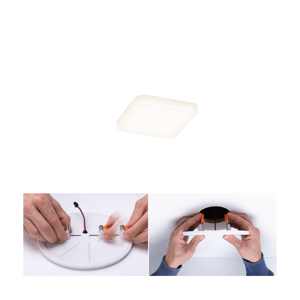 LED innbyggingspanel Veluna kvadratisk hvit IP44 7,5 cm forfra
