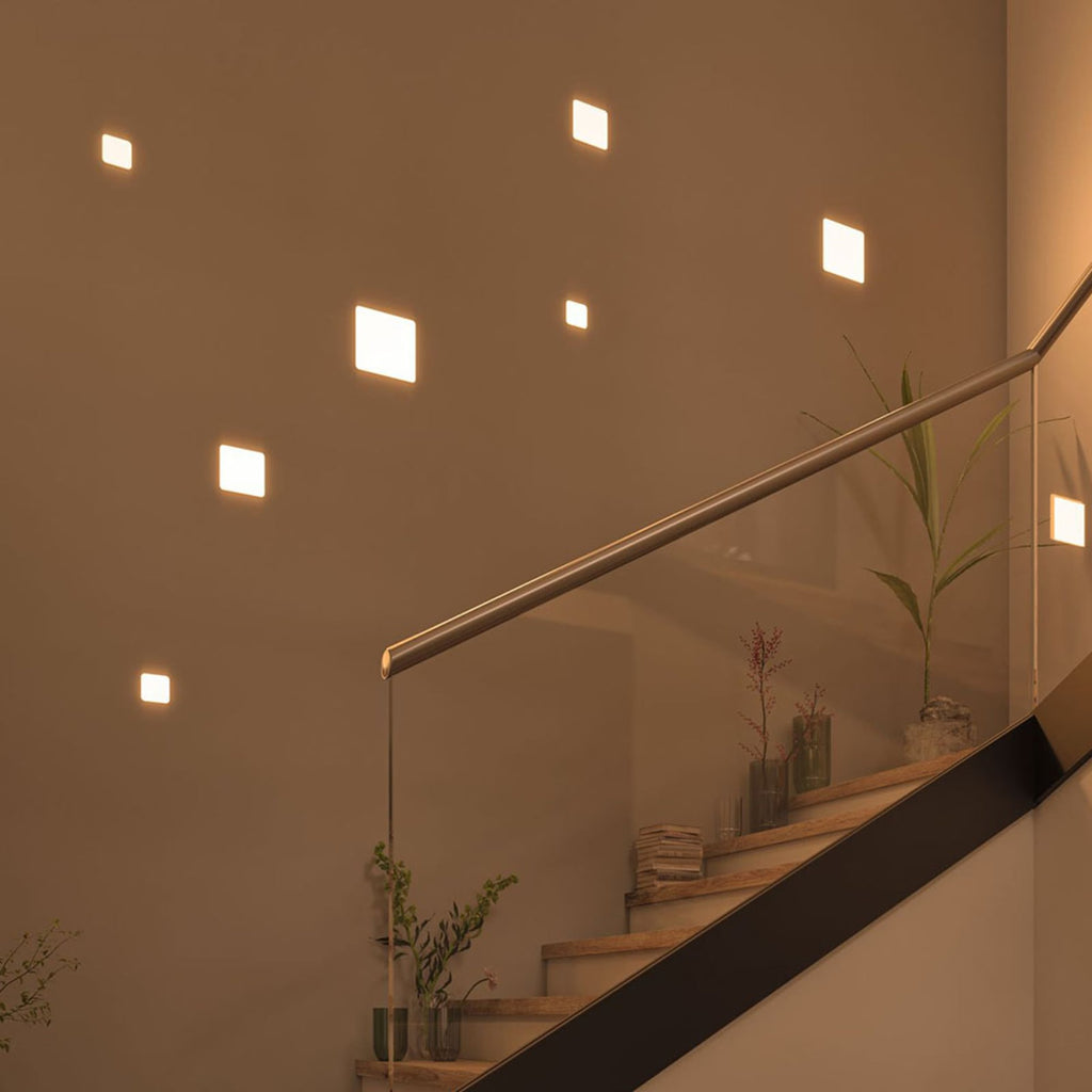 LED innbyggingspanel Veluna kvadratisk hvit IP44 7,5 cm montert i tak