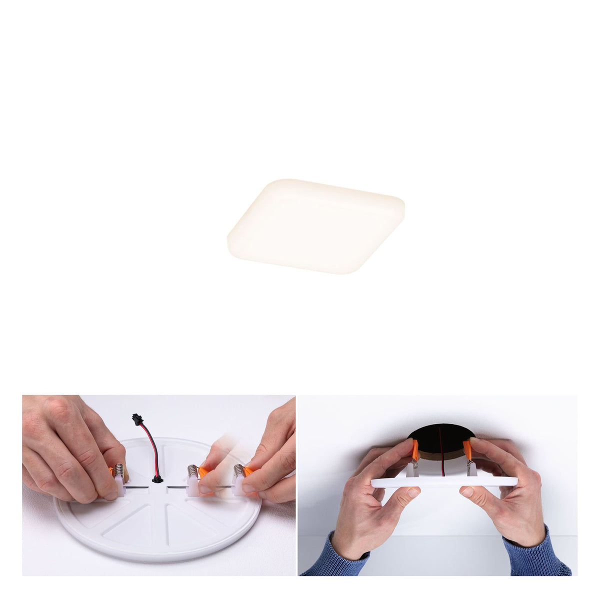 LED innbyggingspanel Veluna kvadratisk hvit IP44 7,5 cm sideprofil