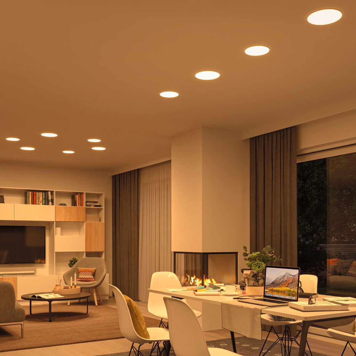 Montert LED innbyggingspanel Veluna rund Ø7,5 cm 4,5W varmhvit IP44 i tak