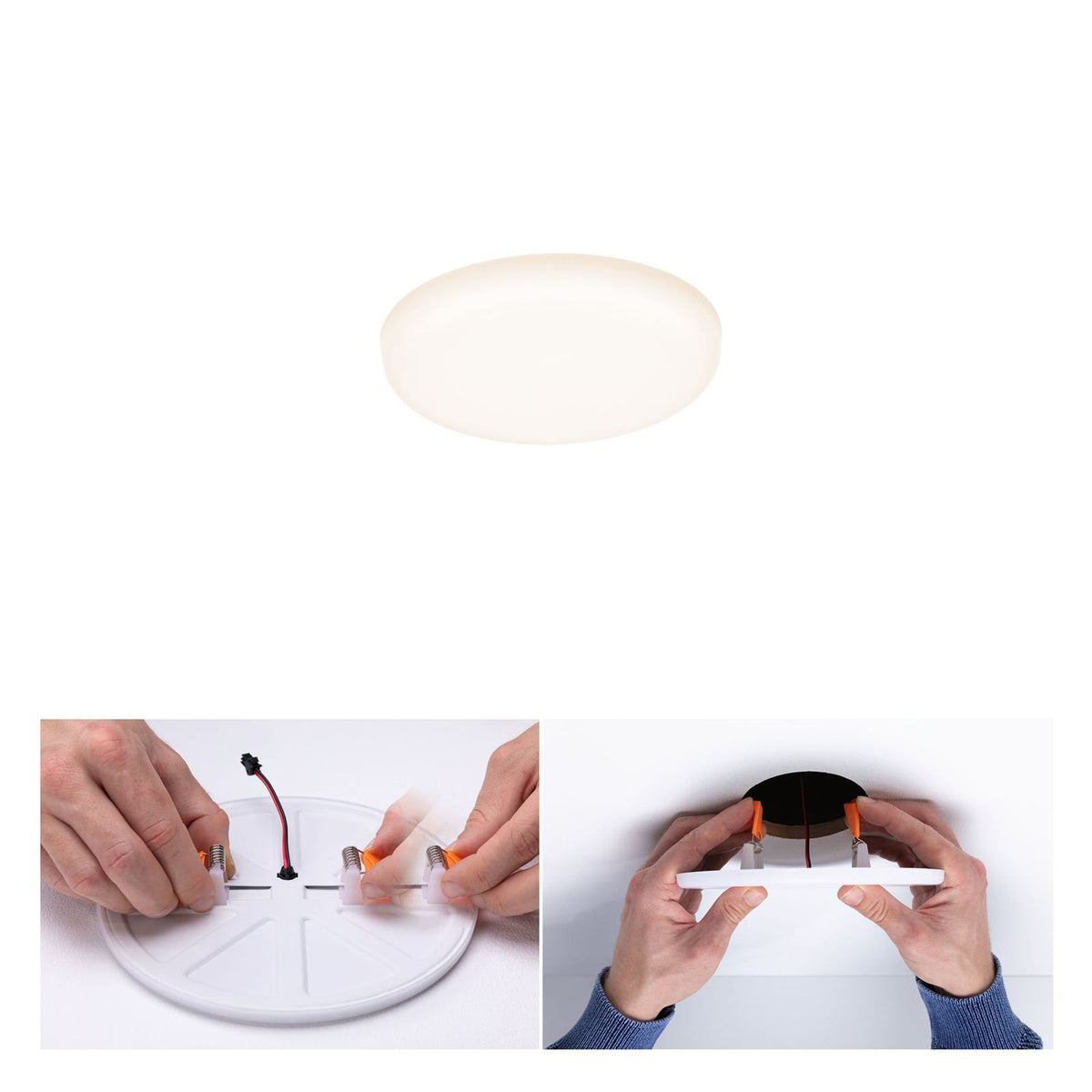 LED innbyggingspanel Veluna rund Ø7,5 cm 4,5W varmhvit IP44 monteringsdetalj