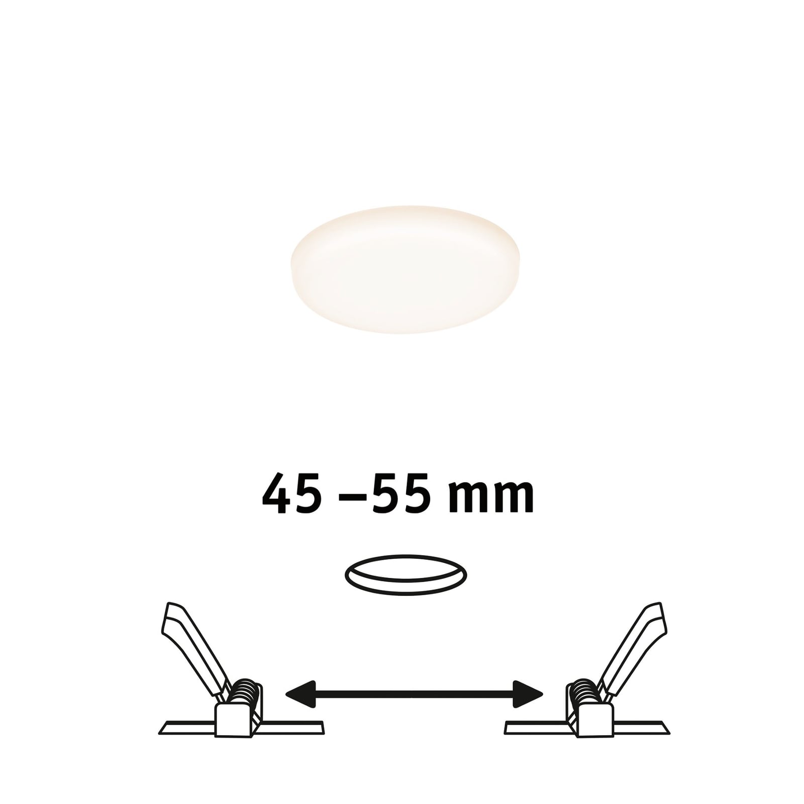 LED innbyggingspanel Veluna rund Ø7,5 cm 4,5W varmhvit IP44 i rommiljø
