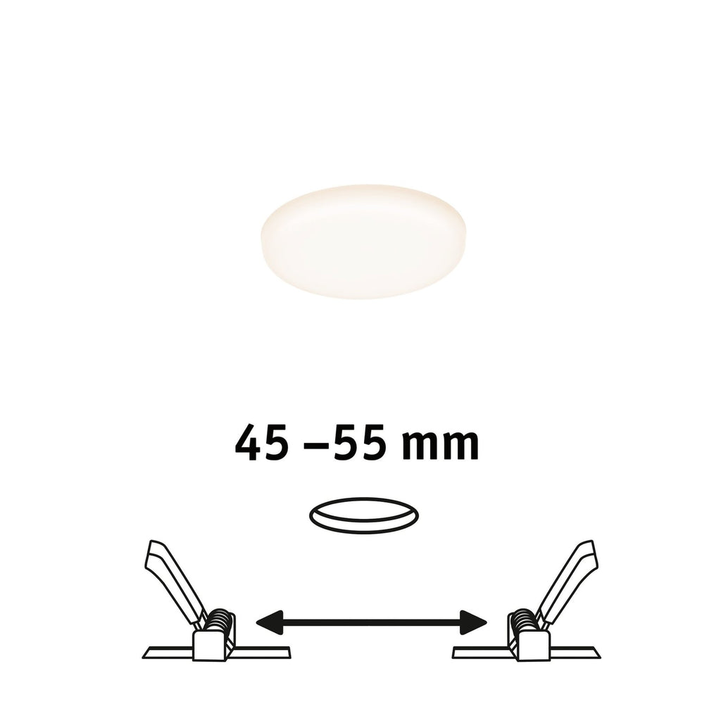 LED innbyggingspanel Veluna rund Ø7,5 cm 4,5W varmhvit IP44 i rommiljø