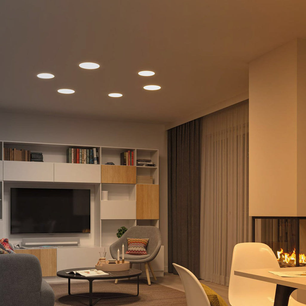 Nærbilde av LED innbyggingspanel Veluna rund CCT ZigBee Ø18,5 cm