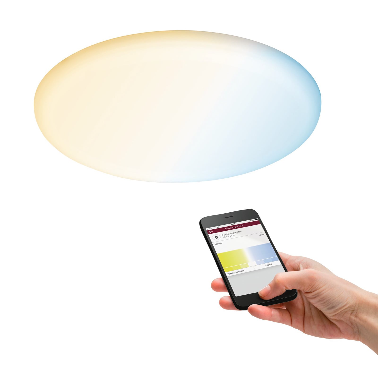 LED innbyggingspanel Veluna rund CCT Zigbee med fjernkontroll