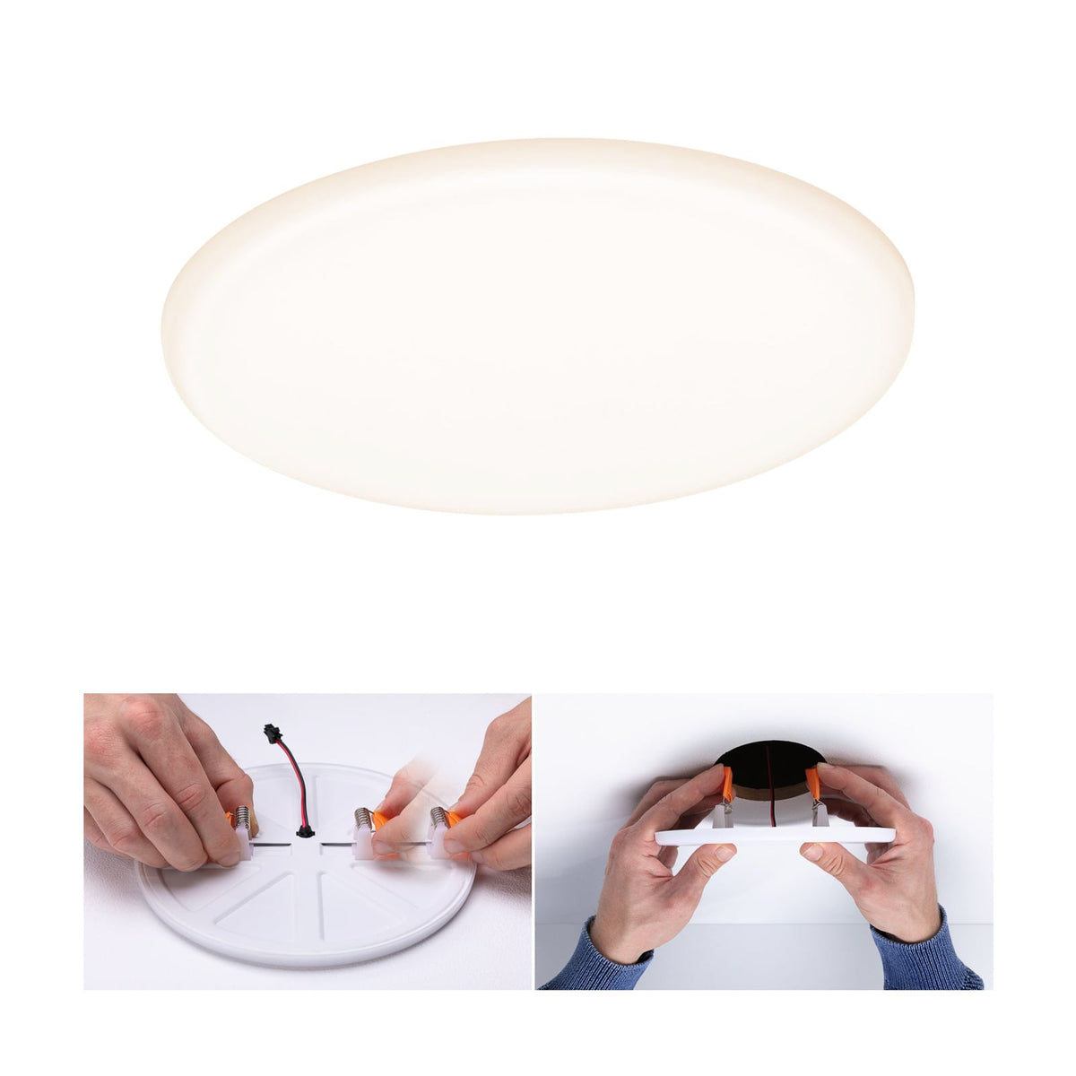LED innbyggingspanel Veluna rund hvit Ø18,5 cm foran