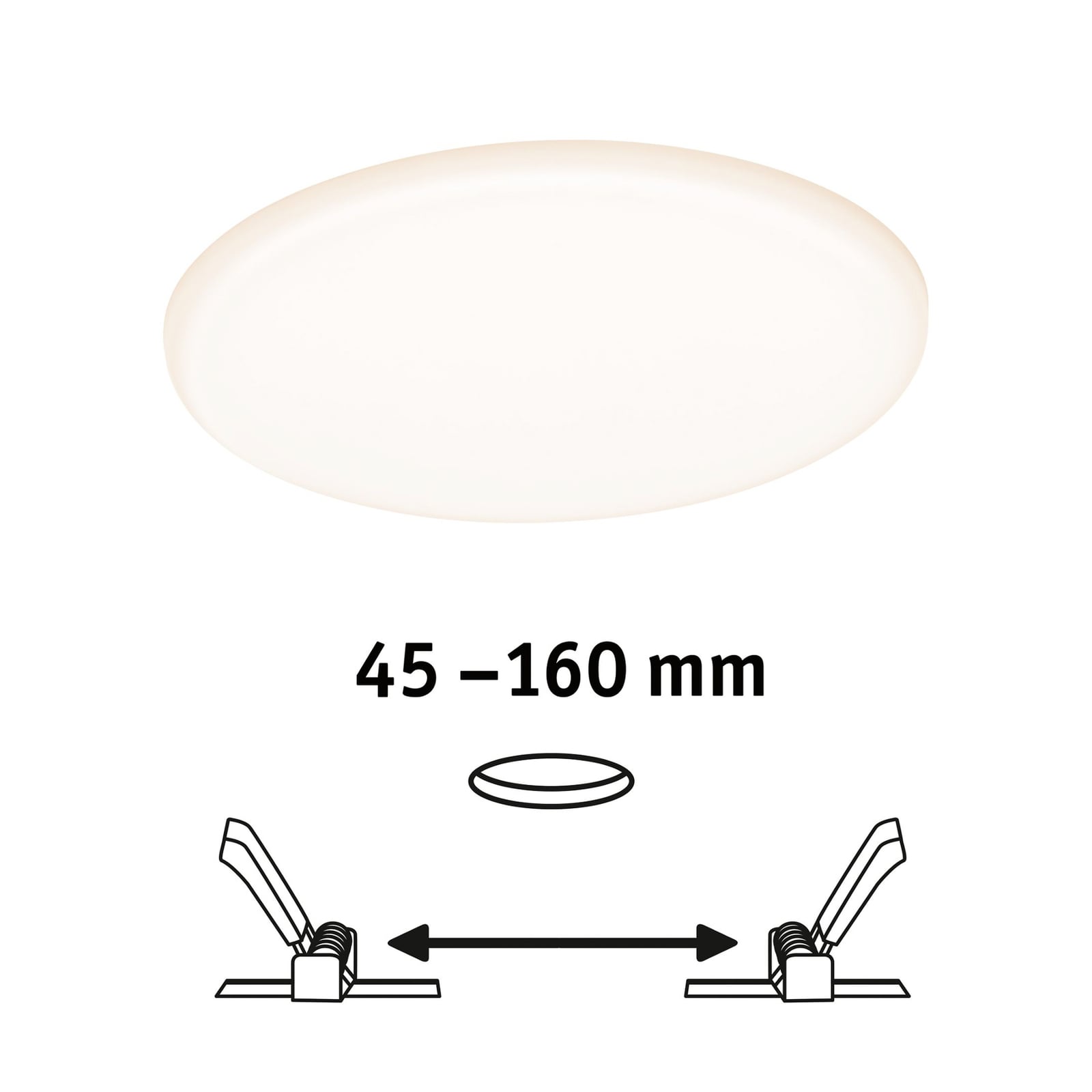 LED innbyggingspanel Veluna rund hvit Ø18,5 cm side