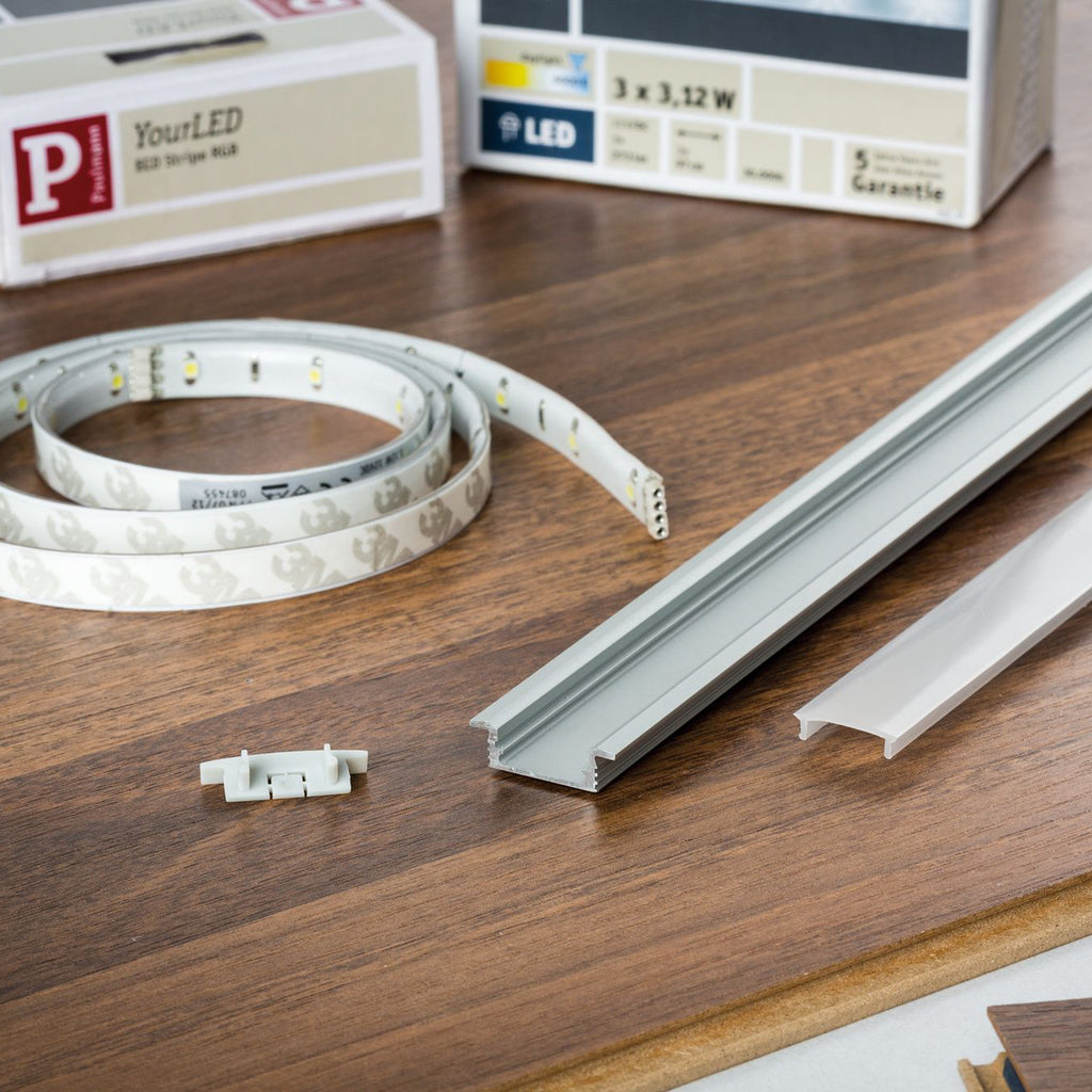 LED innbyggingsprofil gulv aluminium 200 cm - Paulmann profiloversikt