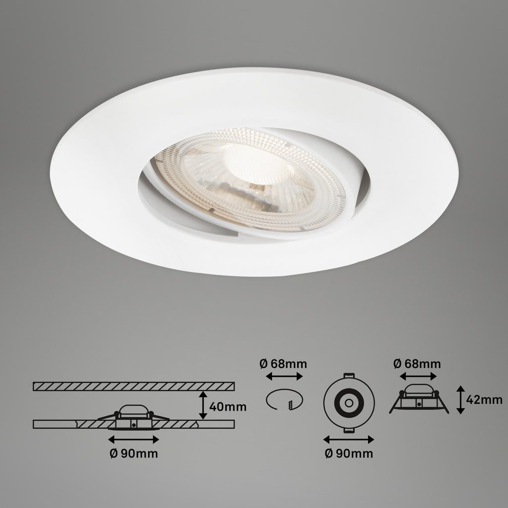 LED innbyggingsspot 3-pack dimbar hvit Ø9 cm 3000K IP65 nærbilde av lyskilde