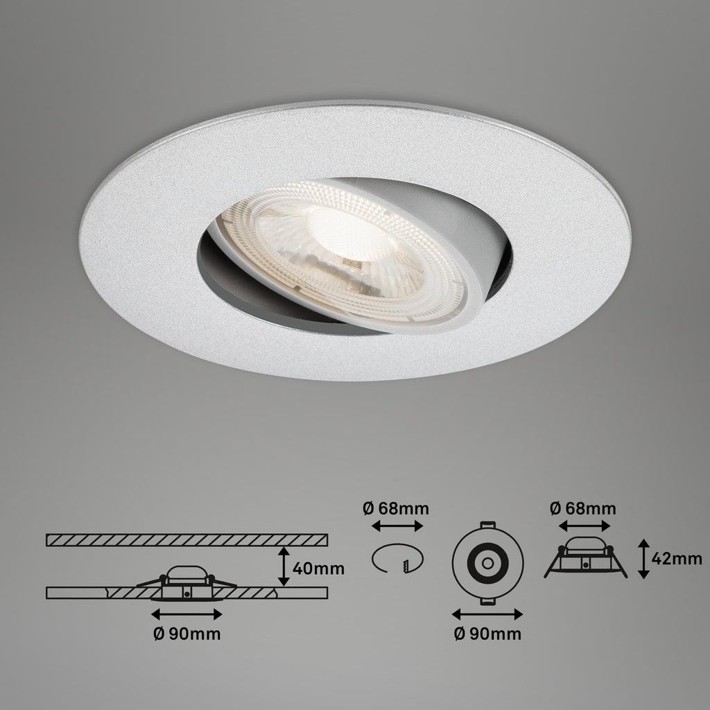 Detalj av LED innbyggingsspot 3-pack dimbar matt krom IP65 4,9W
