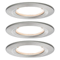 LED innbyggingsspot 3-pack rund IP44 børstet stål Ø7,8 cm front