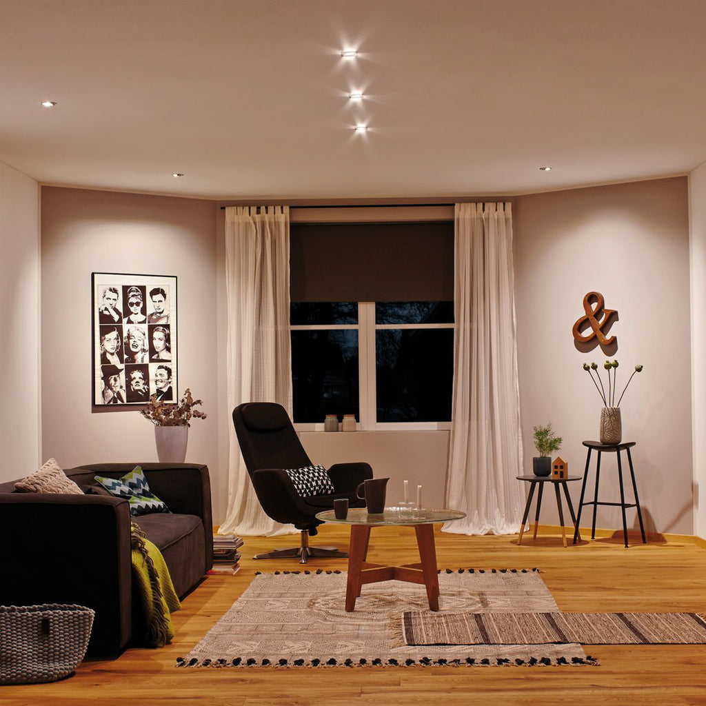 LED innbyggingsspot 3-pack rund IP44 børstet stål Ø7,8 cm montert i tak