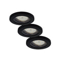 LED innbyggingsspot 3-pack svart IP65 Ø8,5 cm 3000K - ELC forfra
