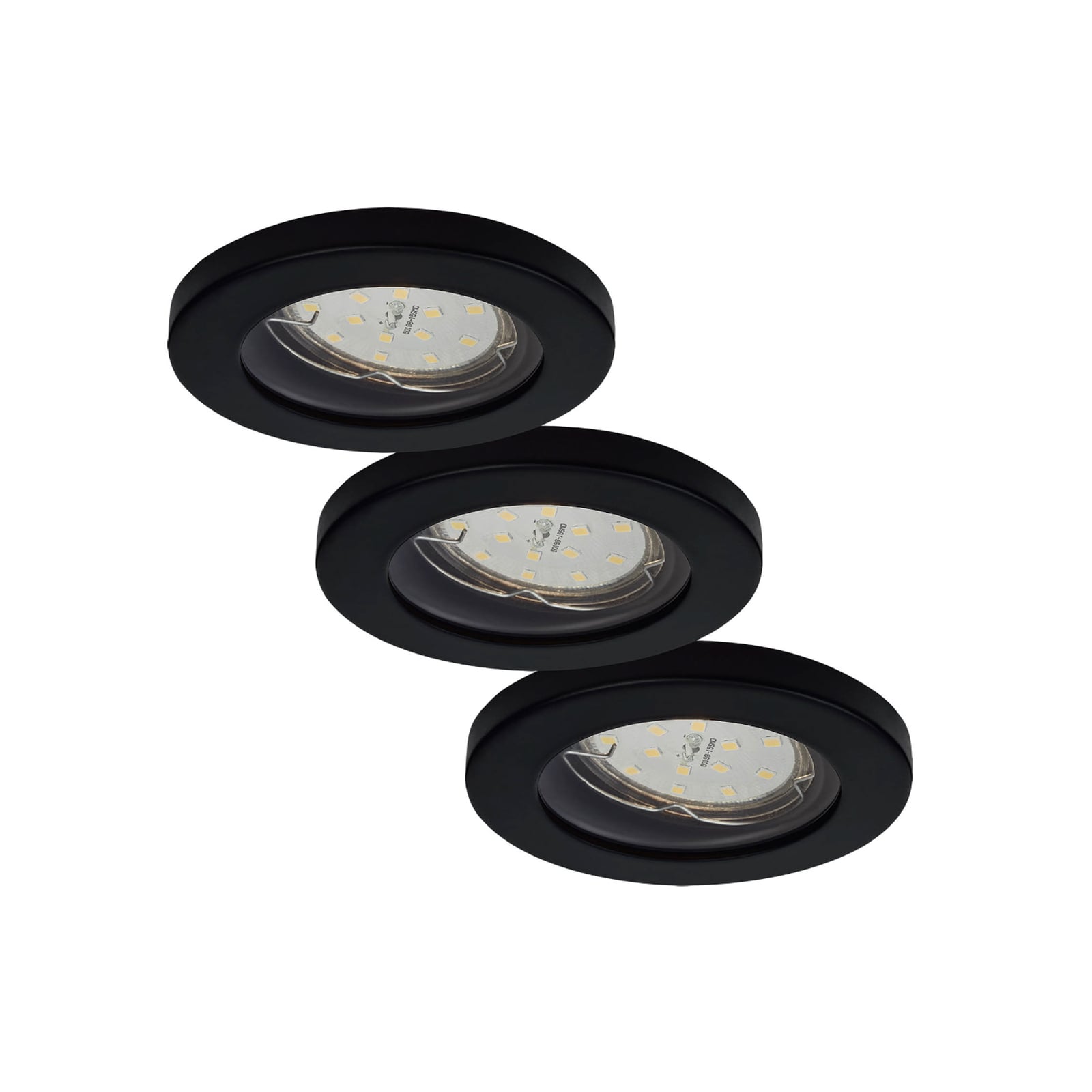 LED innbyggingsspot 3-pack svart IP65 Ø8,5 cm 3000K - ELC forfra