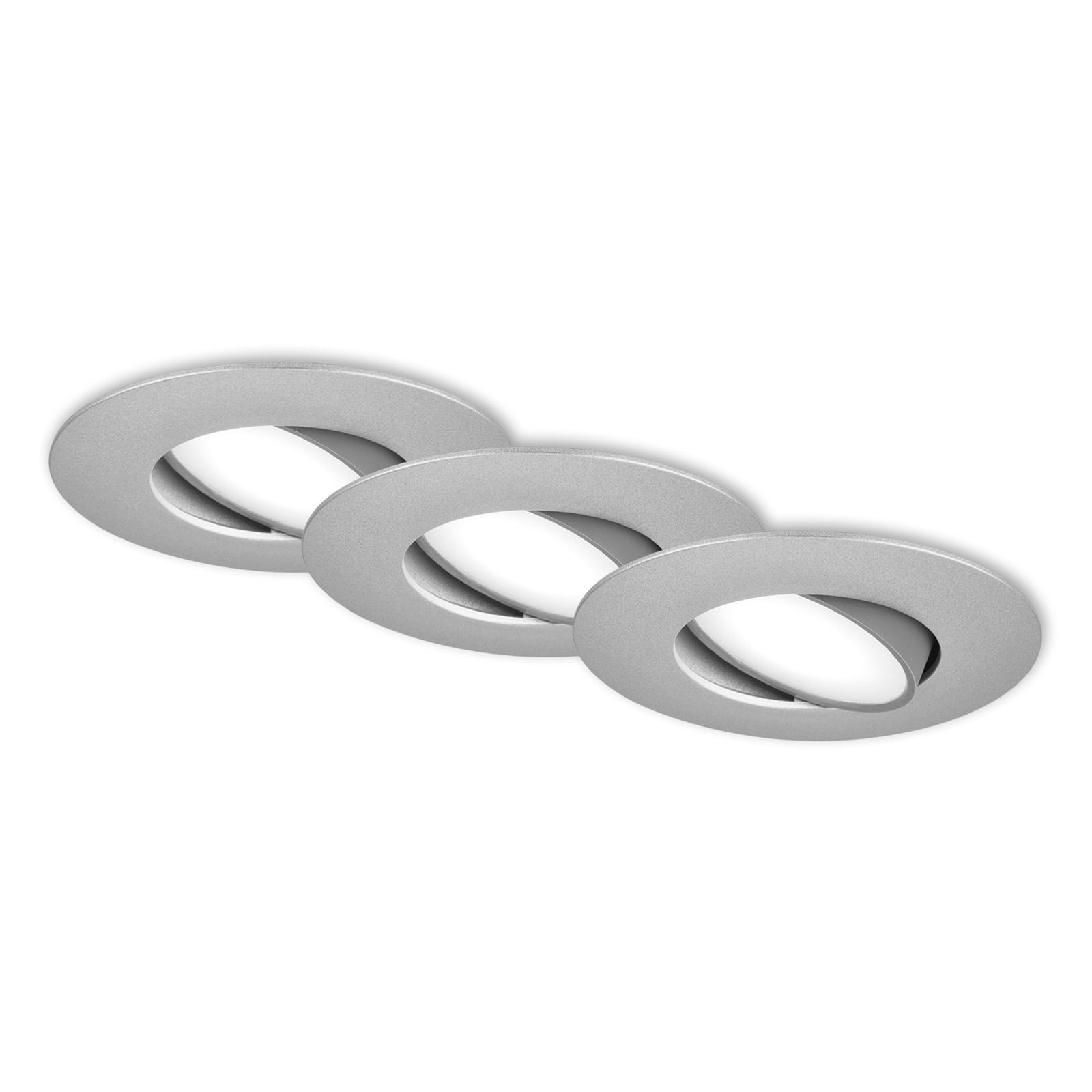 LED innbyggingsspot 3-pakning dimbar matt krom Ø9 cm IP65 forfra