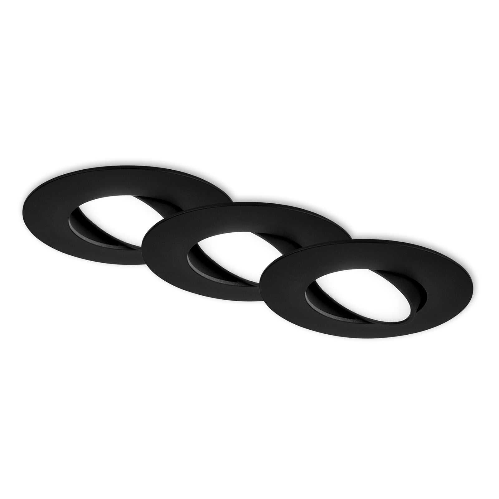 LED innbyggingsspot 3-pk svart dimbar 4000K IP65 Ø9 cm forfra