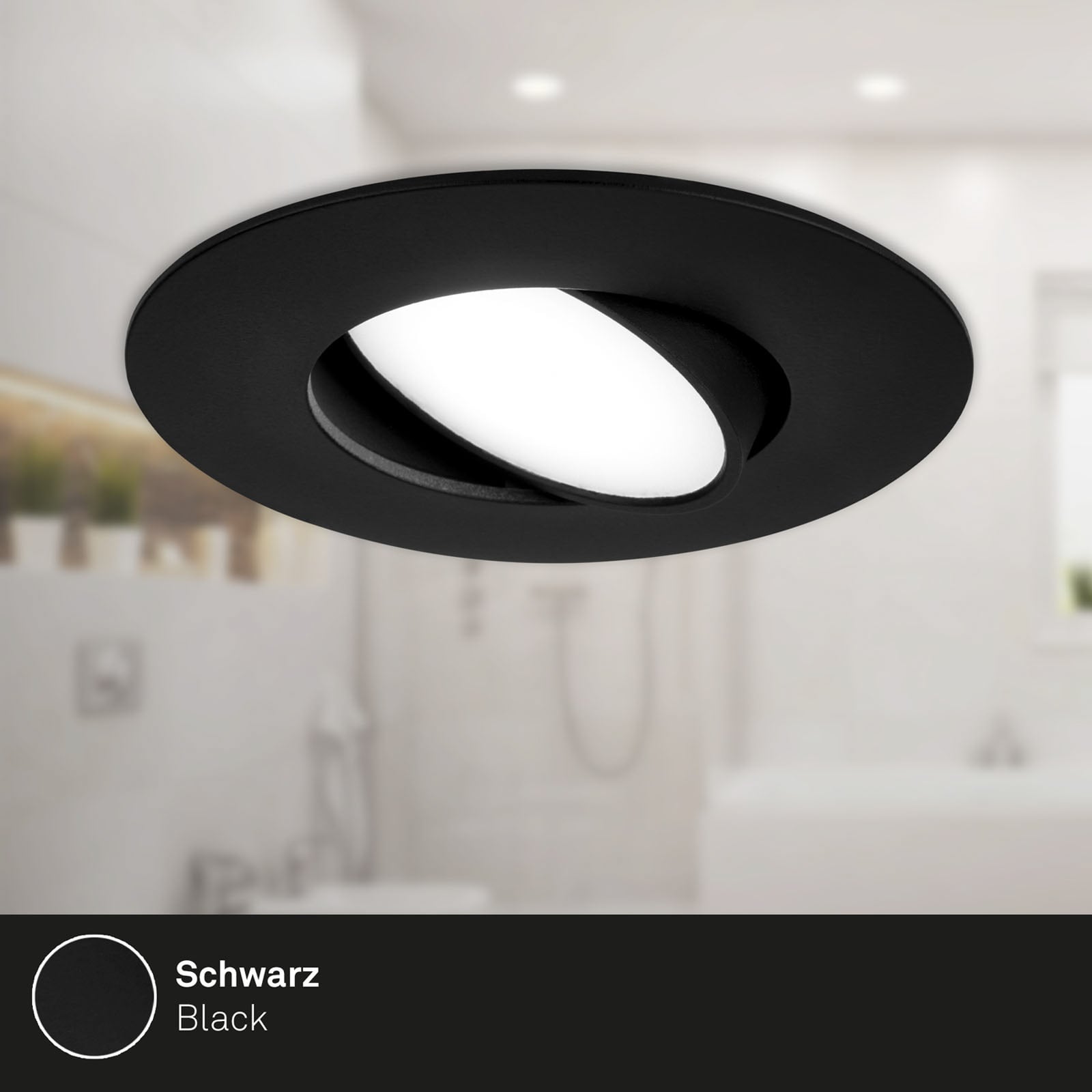 Montert LED innbyggingsspot 3-pk svart dimbar 4000K IP65 Ø9 cm i tak
