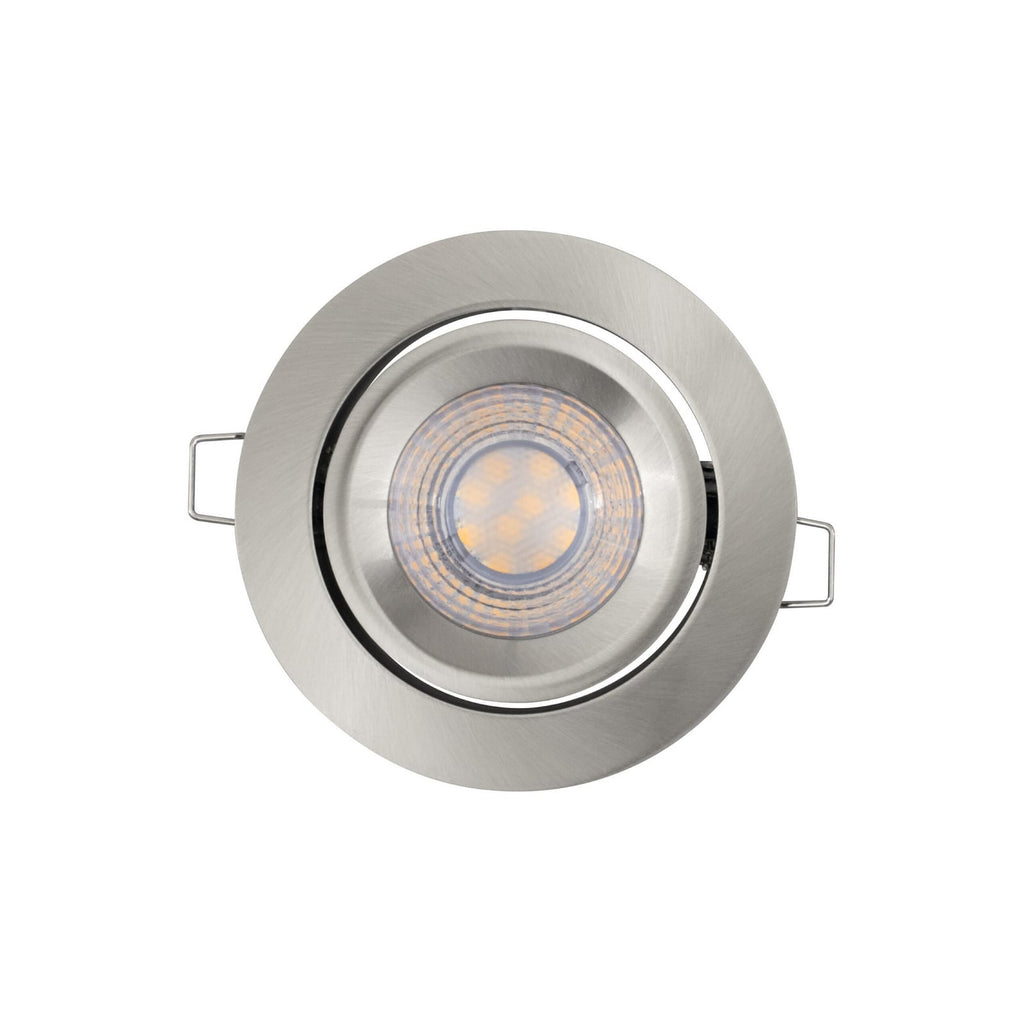 LED innbyggingsspot 3-sett dimbar nikkel Ø9 cm 2700K OSRAM forfra