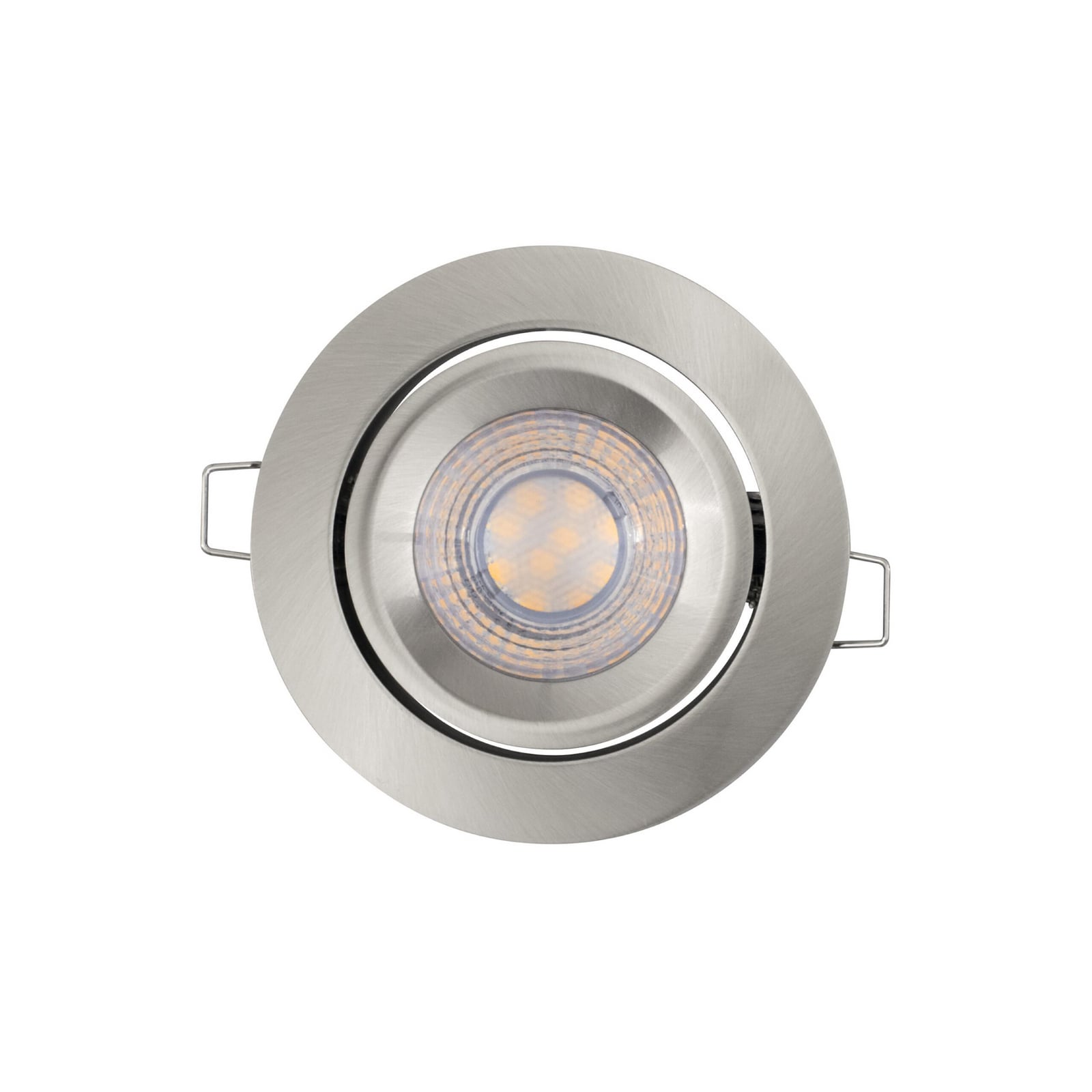 LED innbyggingsspot 3-sett dimbar nikkel Ø9 cm 2700K OSRAM forfra