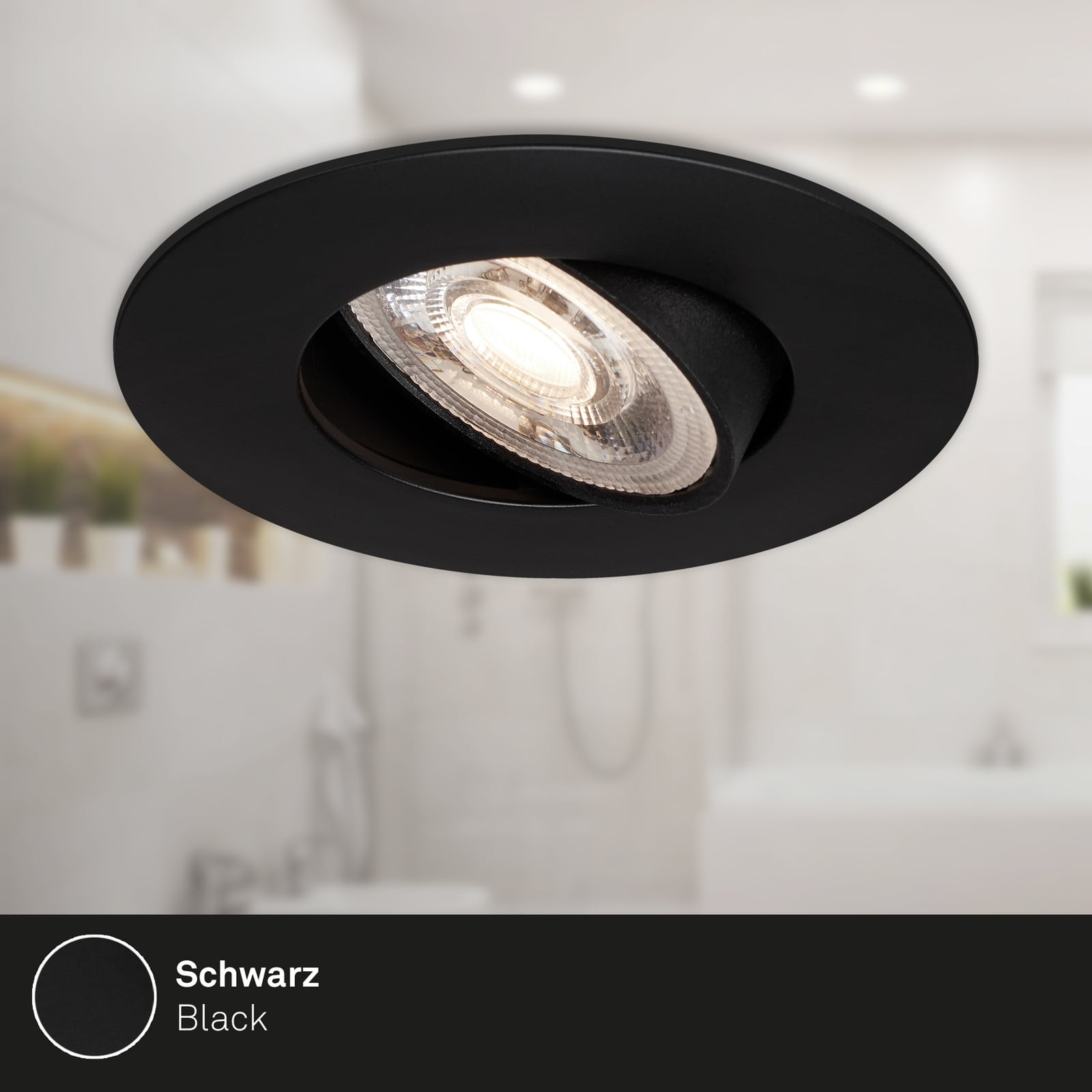 LED innbyggingsspot 7602 svart IP65 dimbar 3-pack 3000K nærbilde